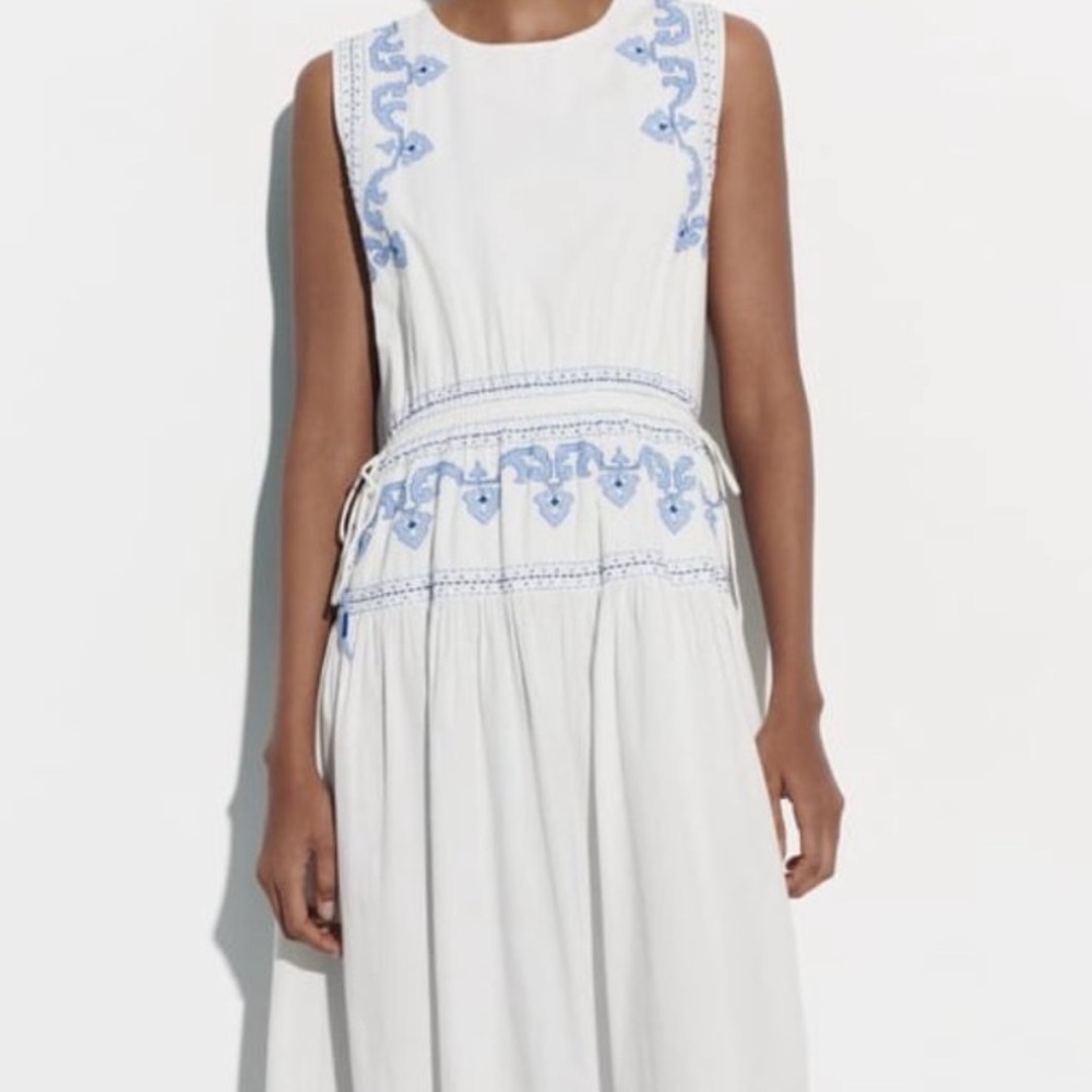 Embroidered White Midi Dress